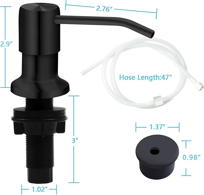 Soap Dispenser for Kitchen Sink, Kichen Sink Soap Dispenser, 47" Extension Tube kit, Under Sink Soap Dispenser Pump, No Need More Refills, Good Suction Power, Black