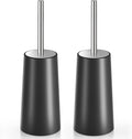 Toilet Brush and Holder, 2 Pack Toilet Brush with 304 Stainless Steel Long Handle, Toilet Bowl Brush for Bathroom Toilet-Ergonomic, Elegant,Durable (Black)
