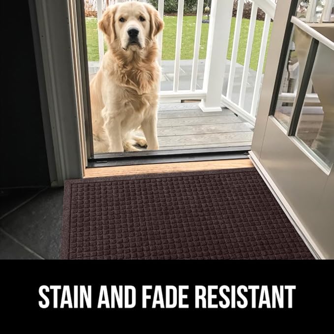 GORILLA GRIP Front Door Mat, 35x23, Indoor Outdoor Ultra Absorbent HydroAbsorb Doormat, Absorbs Up to 5.7 Cups of Water, Stain and Fade Resistant, Rubber Backing Doormats, Captures Dirt, Coffee