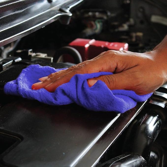 Shop Towels (Blue, 216) - Bulk Cleaning Towel in a Bag, Mechanic Cotton Wipes for Car Maintenance, Auto Mechanics & Garage, Wipe Grease & Oil, Machine Wash & Reusable