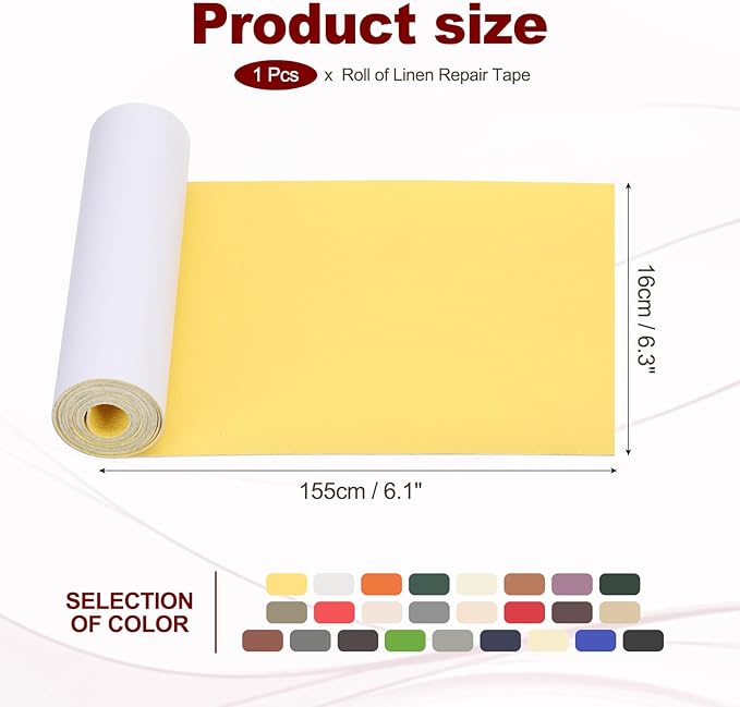 PATIKIL Leather Patches Tape for Furniture, 6.3 x 61 Inch Self Adhesive Vinyl Leather Repair Kit Cover Sheet for Couch, Sofa, Car Seats, Office Chair, Bright Yellow