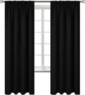 BGment Rod Pocket Blackout Curtains for Bedroom - Thermal Insulated Room Darkening Curtain for Living Room, 70 x 63 Inch, 2 Panels, Black