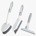 3 Pack Heavy-Duty Scrub Brush Set, Grout Brush, Shower Squeegee, Shower Cleaning Brush with Non-Slip Grip and Stiff Bristles Scrub Brushes for Cleaning Bathroom, Kitchen, Tile, Grout, Tub, Floor, Sink