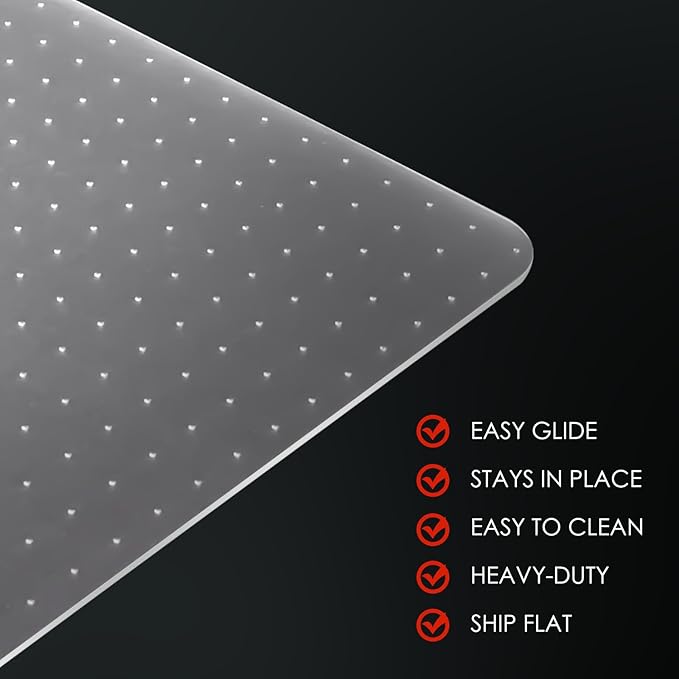 Kuyal Office Chair Mat for Carpet, 32x49 Clear Heavy Duty Computer Chair Mat, Under Desk Protector Carpeted Floors Mat, Easy Chair Movement,Ship Flat