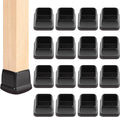 Ezprotekt 24 Pcs Square Chair Leg Floor Protectors with Felt, Silicone Felt Furniture Pads for Hardwood Floor, Dining Table Leg Caps Covers No Scratches and Noise (L Fit: 1" - 1.4", Black)