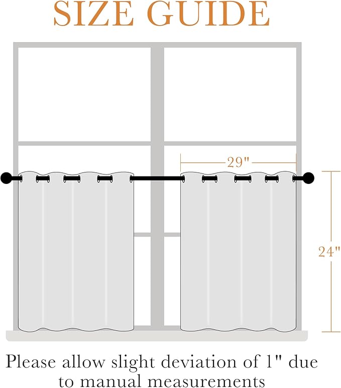 PONY DANCE Pure White Room Darkening Small Curtains, Short Drapes for Bathroom Kitchen, Thermal Insulating Privacy Mini Camper Curtains for Kids Bunk Windows(2 Panels, W 29 x L 24 inches)