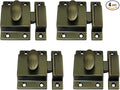QCAA Traditional Large Oval Turn Cabinet Latch, Solid Brass, 2", for Cupboard & Other Furniture, Brushed Antique Brass, 4 Pack, Made in Taiwan