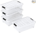 20 Quart Clear Plastic Under Bed Storage Bin, 4-Pack Plastic Storage Box with Wheels Under the Bed