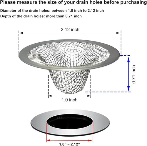 1.0" Bathroom Sink Drain Strainers, 6PCS Drain Hair Catchers for Laundry, Mop Pool, Utility, Slop, RV Sink, Stainless Steel Drain Filter