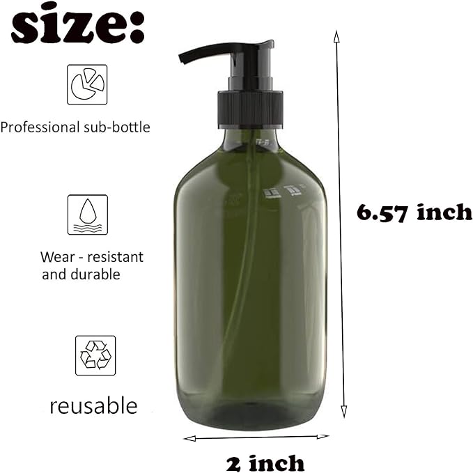 2 PCS 10 OZ Pump Bottle Plastic Pump Lotion Dispenser Empty Bottles Refillable Plastic Containers for Shampoo Lotion Body Wash, Creams, Moisturizer, Massage Oil, Multicolor