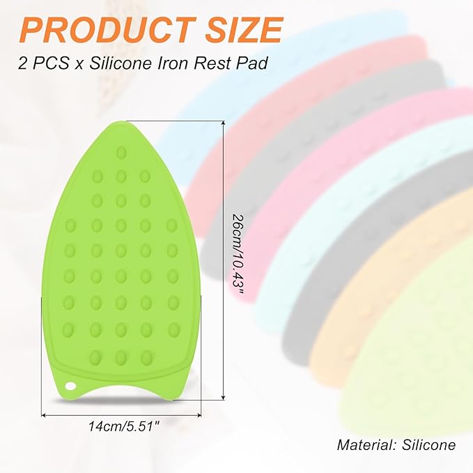 PATIKIL Silicone Iron Rest Pad, 2 Pcs Multipurpose Hot Heat Resistant Iron Rest Plate Protective Pad for Ironing Board Hot Resistant Steamer Steam Compact Mat, Green