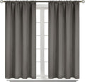 BGment Short Blackout Curtains 40 Inches Length - Rod Pocket Thermal Insulated Room Darkening Window Drapes for Kitchen Bedroom Bathroom, Grey, 2 Panels, 42 x 40 Inch