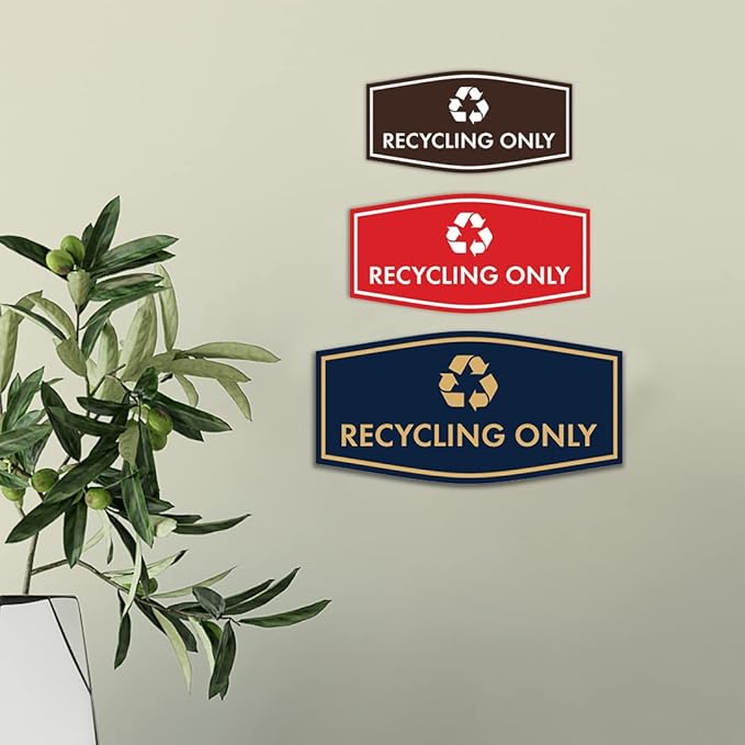 Fancy Recycling Only Sign (Blue) - Medium