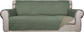 PureFit Reversible Quilted Sofa Cover, Water Resistant Slipcover Furniture Protector, Washable Couch Cover with Non Slip and Elastic Straps for Kids, Pets (Oversized Sofa, Greyish Green/Beige)