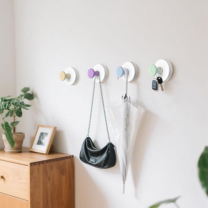 4 Pcs Suction Cup Hook for Shower，304 Stainless Steel Removable Hooks，Towel Hook，Suction Hook for Bathroom, Bedroom, Glass Window