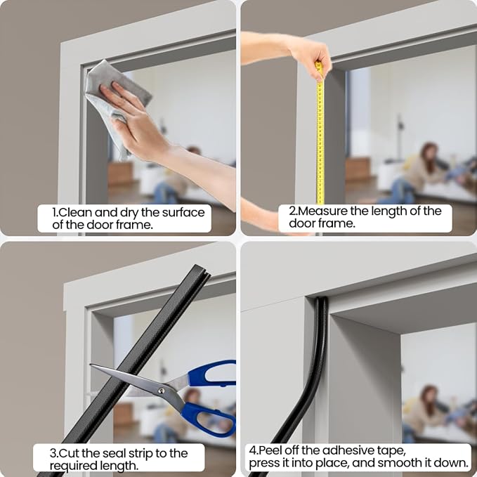V Shape Foam Weather Stripping Door Frame Seal Strip 2Pcs×26FT Black, Draft Stopper, Insulation Winter, Weatherstripping, Gap Sealing, Soundproofing, Self-Adhesive Used for Exterior Front Door Side