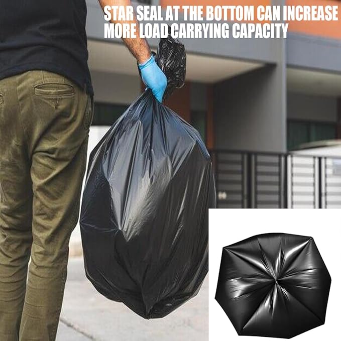 2-4 Gallon Trash Bags, 1000 Count Bulk Value Pack, Black Garbage bags, Small Trash Can Bin Liners for Bathroom, Office, Industrial, Commercial, Janitorial, Municipal, Recycling
