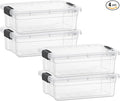 Superio Clear Storage Bins with Lids, Stackable Storage Box with Latches and Handles, Extra Small, 4 Pack 2 Quart