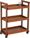 MEEDEN Art Supplies Cart, Walnut 3-Tier Multifunctional Art Storage Cart Organizer, Solid Beech Wood Studio Cart Art Taboret with Caster Wheels, Rolling Utility Cart Organizer for Artist