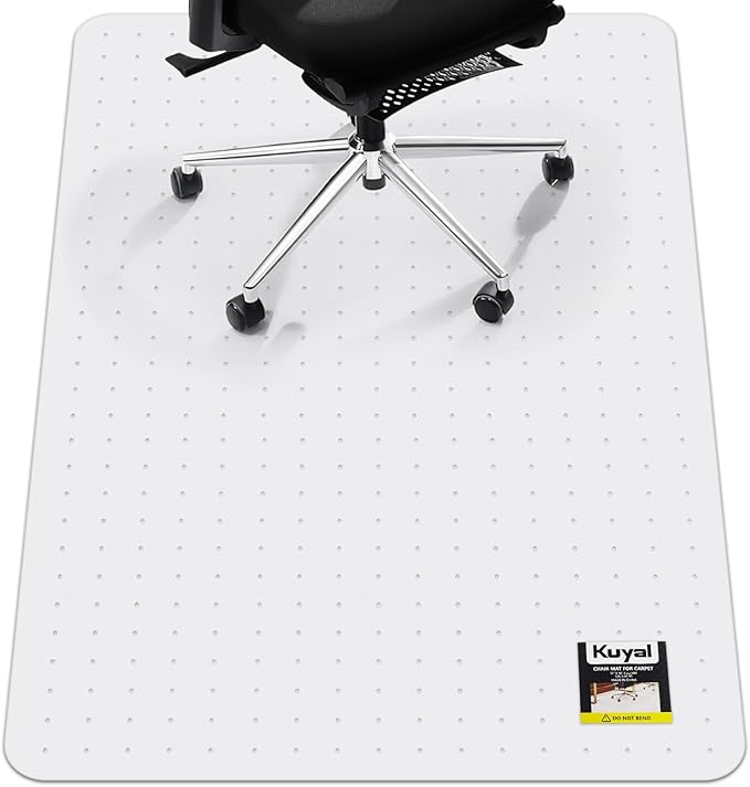Kuyal Office Chair Mat for Carpet, 36x48 Clear Heavy Duty Computer Chair Mat, Under Desk Protector Carpeted Floors Mat, Easy Chair Movement,Ship Flat