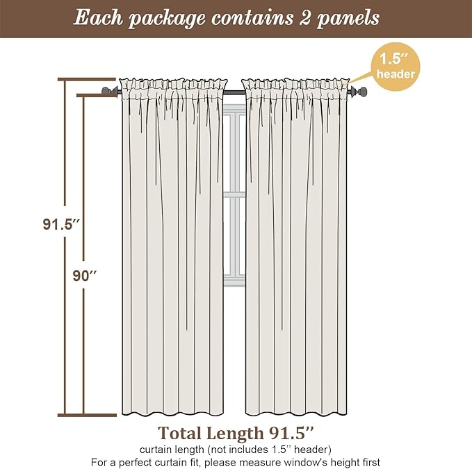 Chyhomenyc Black Sheer Curtains 90 Inches Long 2 Panels, Light Filtering Black Curtains for Living Room, Soft Gentle Voile Rod Pocket Bedroom Window Drapes, 59Wx90L Inch, 2PCS