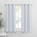 PONY DANCE Room Darkening Curtains - Ring Top Blackout Curtain Panels for Bedroom Window Treatment Drapes Home Decoration Energy Saving for Hotel, 42 x 45 inch, Greyish White, Double Panels