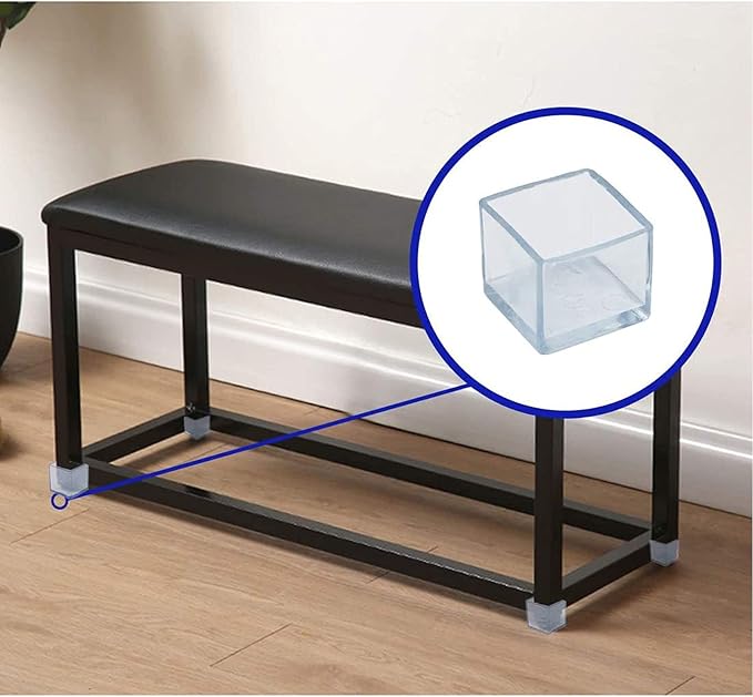 16 Pcs Transparent Square Anti-Slip Rubber Leg Tips Chair Leg Caps Furniture Floor Protectors Chair Table Bar Stool Leg Covers Furniture Leg Cube Feet 1.18 Inch x 1.18 Inch (30 x 30mm)