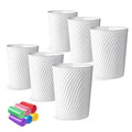 Small Trash Can 1.8 Gallons, Bathroom Trash Can & Garbage Can with 6 Trash Bags, Bedroom Trash Bin & Waste Basket for Office, Bedroom, Living Room, Kitchen, Compact Space (6-White)