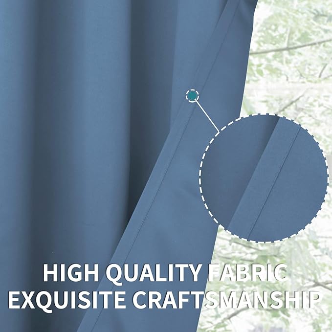 BGment Denim Blue Blackout Curtains 36 Inches Long for Kitchen Cafe Window - Short Length Thermal Insulated Drapes Darkening for Bathroom RV Window Privacy, 42 x 36 Inch, 2 Panels