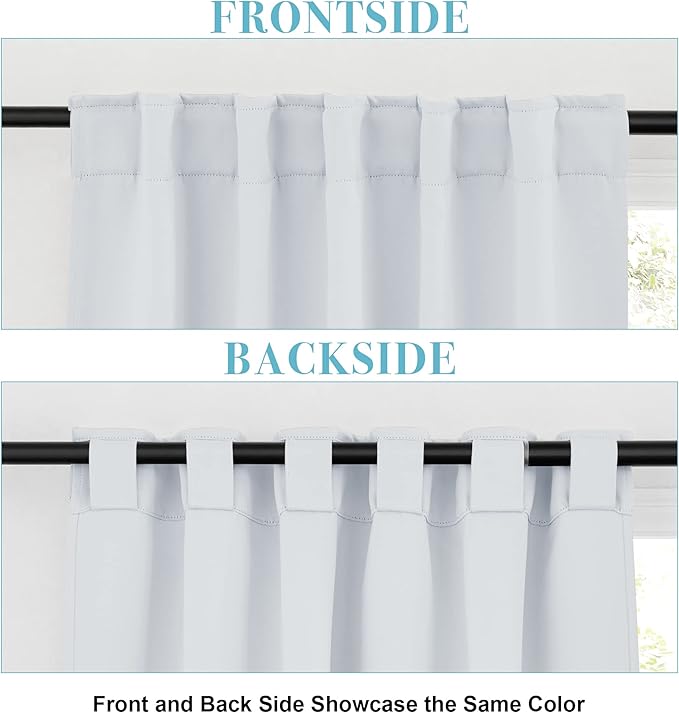 RYB HOME Kitchen Window Curtains - Blackout Privacy Half Window Curtains for Bedroom Bathroom Dining Living Room Cafe Office Short Tiers Drapes, W 34 x L 36 inches, 2 Panels, Grayish White