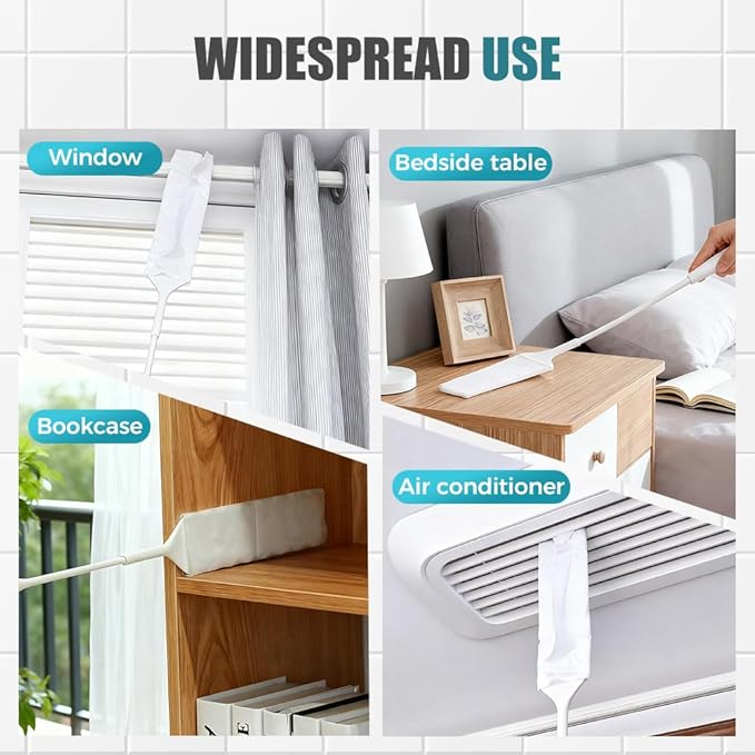 Retractable Gap Dust Cleaner, Bendable Microfiber Duster for Household Flat Duster for Under Appliances, Retractable Gap Dust Cleaning Artifact Extendable Dusters with Nonwoven Fabric (1, Pink)