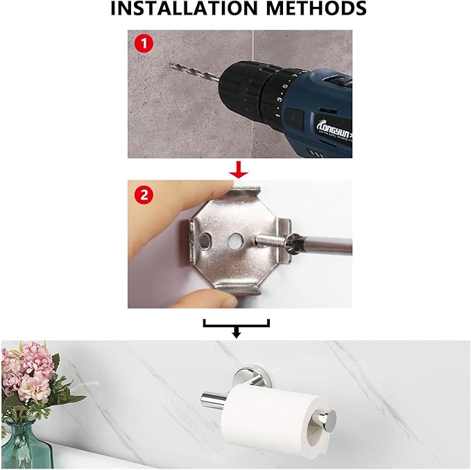 NearMoon Bathroom Toilet Paper Holder, Premium SUS304 Stainless Steel Rustproof Wall Mounted Toilet Roll Holder for Bathroom, Kitchen (10 Pack, Chrome Finish)