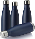 MEWAY 17oz Sport Water Bottle 4 Pack Vacuum Insulated Stainless Steel Leak-Proof Double Wall Cola Shape Water Bottle,Keep Drinks Hot & Cold(Navy,4 Pack)