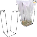 2 Pack Metal Trash Bag Holder, Garden Garbage Bag Holder for 30-45 Gallon Bags for Leaves, Yard Weeding, Camping, Lawn Party - Multi-Use Outdoor (Black with 8 clips)