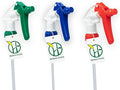 Heluva Green Spray Bottle Nozzle Replacement, Bottle Tops Only - Sprayer Nozzle Triggers for Heavy Duty, Commercial, Home Cleaning Solutions - Fits 8,16,24,32 oz Plastic & Glass Bottles, Mixed 3 pack