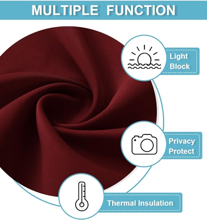 RYB HOME Bathroom Window Curtains - Super Soft Blackout Privacy Curtains for Girl Nursery Bedroom Basement Garege Workshop Kitchen Dining Living Room, W 29 x L 30, Burgundy Red, 2 Pcs