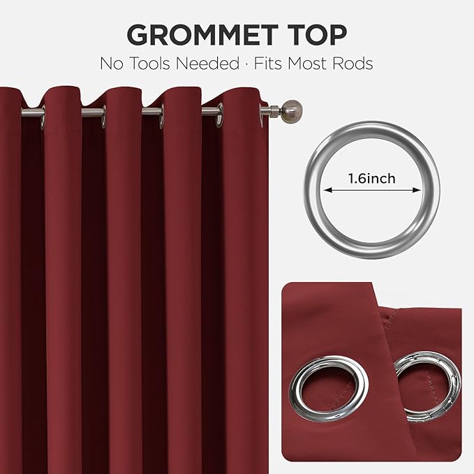 Joydeco Blackout Door Curtain for Doorway Privacy 78 Inches Long, Grommet Closet Curtain for Open Closet, Room Divider for Bedroom Living Room (Burgundy Red, 40Wx78L, 1 Panel)