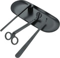 4 in 1 Candle Accessory Set with Storage Tray Plate, Candle Wick Trimmer, Candle Wick Snuffer, Candle Wick Dipper (Black)