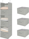 MAX Houser 6 Tier Shelf Hanging Closet Organizer, Closet Hanging Shelf with 2 Sturdy Hooks for Storage, Foldable (Light Grey-D3)