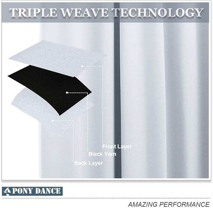 PONY DANCE White Window Curtains - Home Decor Panels Elegant Chrome Heavy-Duty Decorative Light Blocking Draperie for Kitchen & Bedroom, 42 by 54 inches, 2 PCs