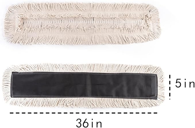 Matthew Cleaning 36'' High Strength Disposable Dust Mop Cotton Cut-end Yarn Mop Replacement Heads for Residential & Commercial Fit Standard Dust Mop Frames, Hardwood, Laminate, Concrete Floors 12Pack