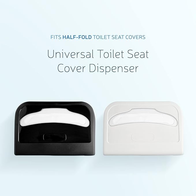 EZbrnd Wall Mount Half-Fold Toilet Seat Cover Dispenser for Commercial/Washroom/Office, Seat Cover Paper Sold Separately, Black, 3100B-EZ
