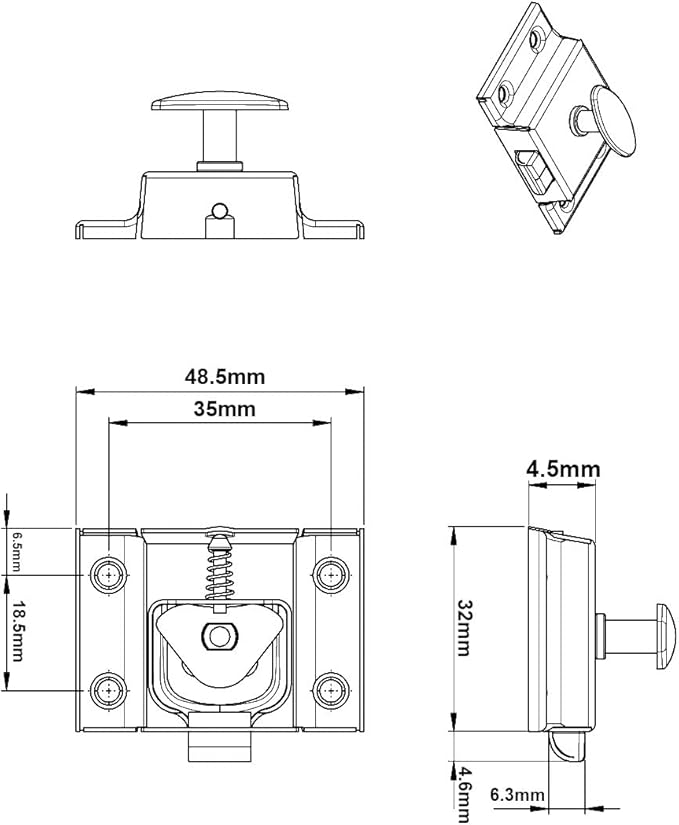 QCAA Oval Turn Cabinet Latch, for Cupboard & Other Furniture, Small, Brass Plated, Made in Taiwan, 2 Pack