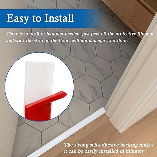 Floor Transition Strip Self Adhesive Floor Cover Strips Laminate 3" Wide Vinyl Flat Divider Transitions (7.5cm, 10Ft, White)