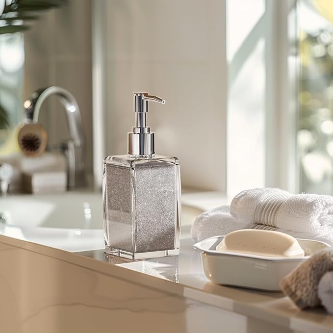 Navy Blue Soap Dispenser with Refillable Plastic Pump for Bathroom Sink or Kitchen Counter, Ideal for Hand Soap, Liquid Soap, Dish Soap, or Lotion Use