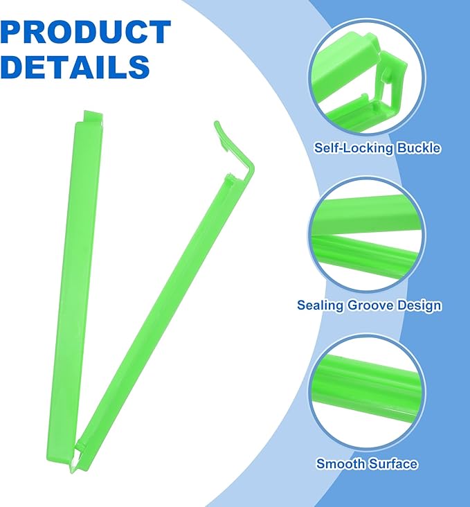 PATIKIL Sealing Clips 4.3 Inch, 10 Pack Reusable Plastic Bag Clip Clamp Sealer for Food Storage Snack Bag Home Kitchen, Green