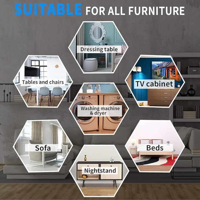 Furniture Sliders Multi-Surface 2-in-1 Reusable Moving Pads for All Floor Types - 8 Pack 5" Carpet Sliders and 8 Hardwood Socks - Protect Floor and Easier to Move Your Furniture