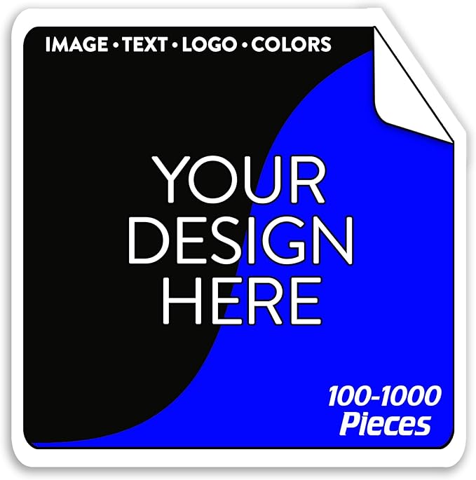 5-1000 Custom Vinyl Stickers - Upload Your own Image, Text, Design, Logo - Personalized Logo Labels for Handmade, Packaging, Bottle, Jars, Candle, Brand Stickers (Black, 1.5x1.5 Square)