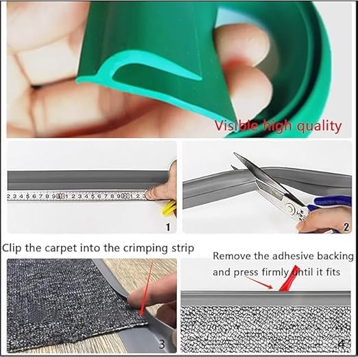 Self Adhesive Carpet Transition Strip with Edge Trim, Designed for Seamless Transitions from Carpet to Tile or Vinyl Floors, Perfect for Doorways.(Brown,36ft)