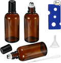 50ML Roller Bottles for Essential Oil, 3 Pack Empty Amber Glass Roller Bottle for Perfume Oil, Roll on Bottles with Stainless Steel Roller Balls, Opener, Funnel and Dropper